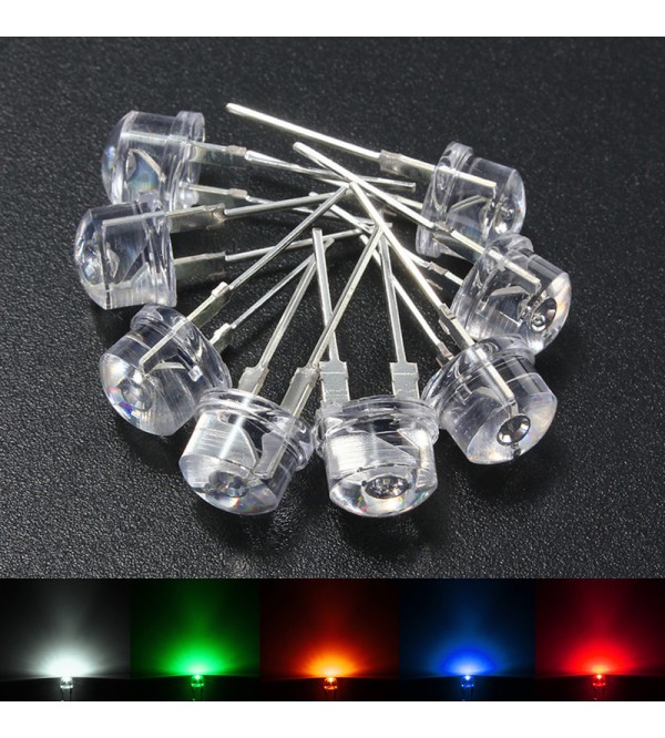 20pcs 8mm Straw Hat Blue Green Yellow Red LED Water Clear Light Emitting Diodes Lamp