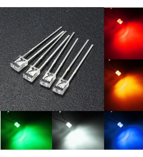 100PCS 2x3x4mm Wide Angle Flat Top LED Diodes Water Clear Transparent Light Lamp