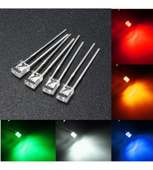 100PCS 2x3x4mm Wide Angle Flat Top LED Diodes Water Clear Transparent Light Lamp